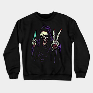 Grim Reaper Peace Hand Sign Crewneck Sweatshirt